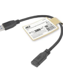 ACT USB Type-A male naar USB Type-C female adapterkabel 0,2m - Afbeelding 2