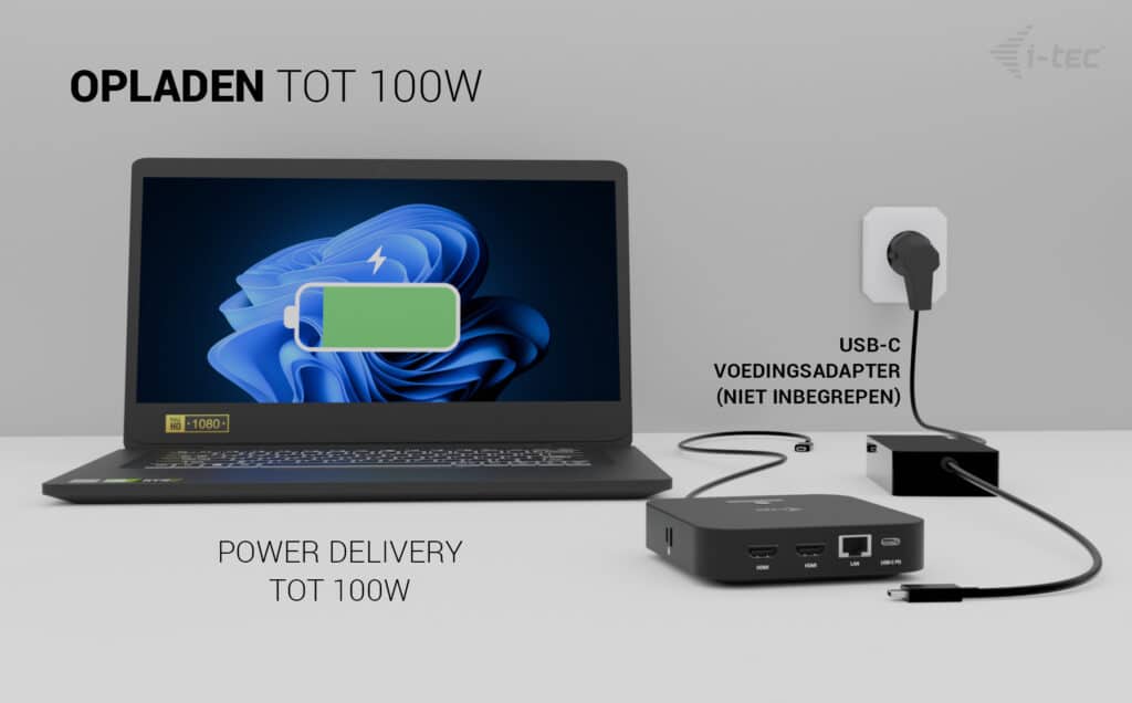 i-tec USB-C Dual HDMI Docking Station with Power Delivery 100 W - Afbeelding 5