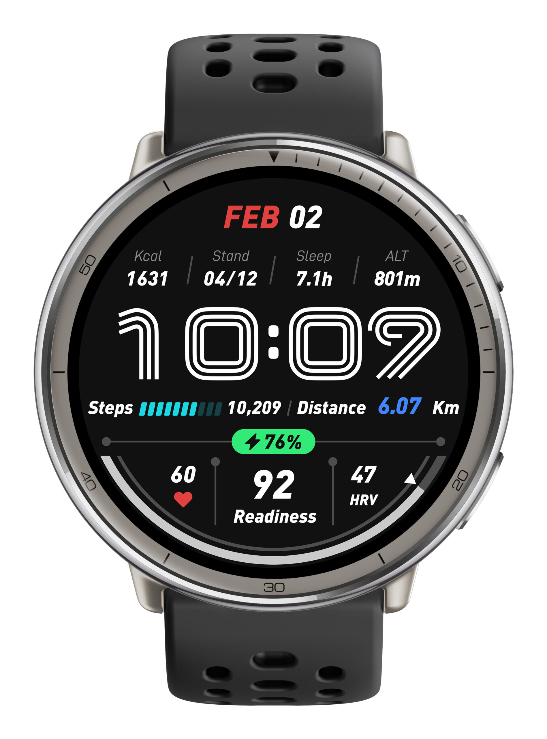 Amazfit Active 2 3,35 cm (1.32") AMOLED 43.9 mm Digitaal 466 x 466 Pixels Touchscreen Zilver GPS - Afbeelding 2