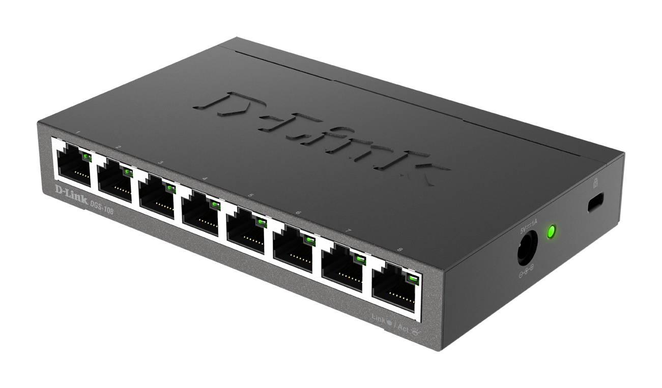 D-Link DGS-108 Unmanaged L2 Gigabit Ethernet (10/100/1000) Zwart - Afbeelding 2