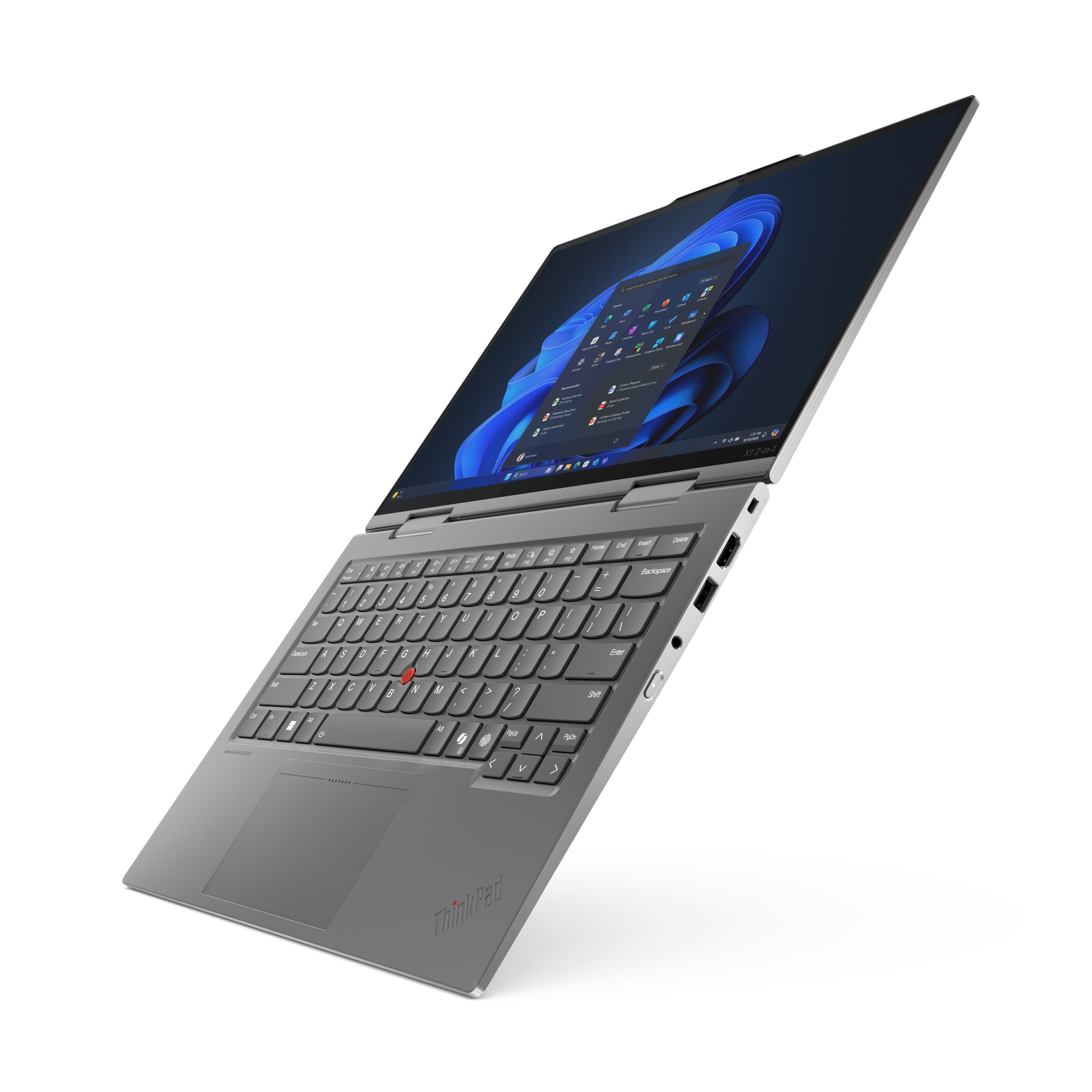 Lenovo ThinkPad X1 2-in-1 Gen 10 Aura Edition Copilot+ PC Intel Core Ultra 7 258V Hybride (2-in-1) 35,6 cm (14") Touchscreen WUXGA 32 GB LPDDR5x-SDRAM 1 TB SSD Wi-Fi 7 (802.11be) Windows 11 Pro Engels Grijs - Afbeelding 4