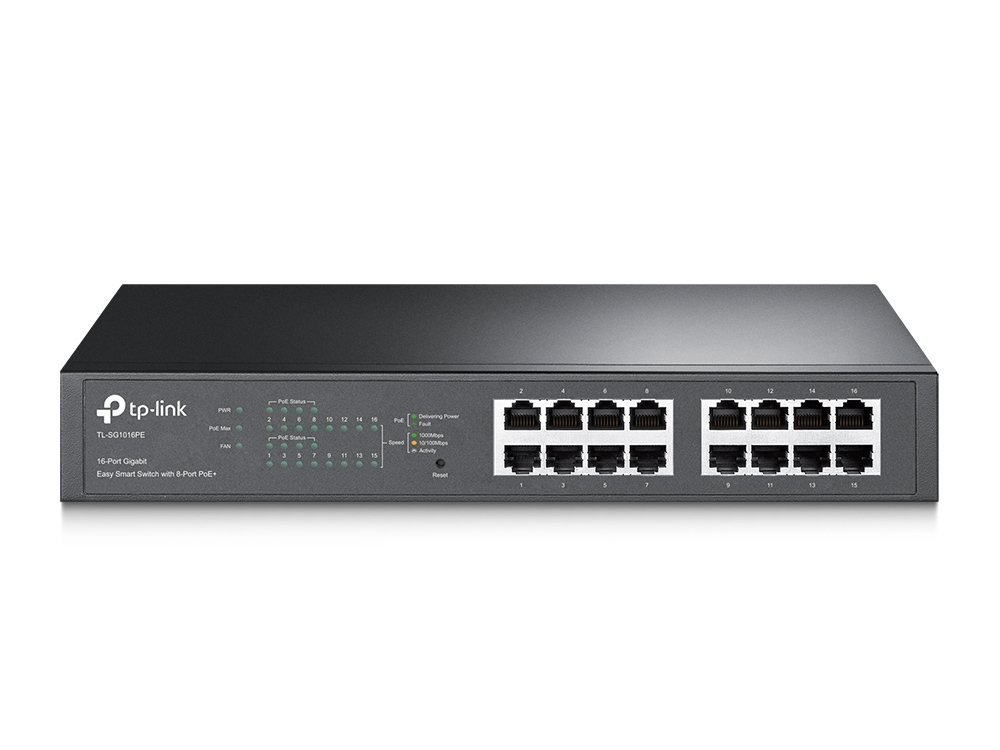 TP-Link TL-SG1016PE netwerk-switch Managed L2 Gigabit Ethernet (10/100/1000) Power over Ethernet (PoE) Zwart