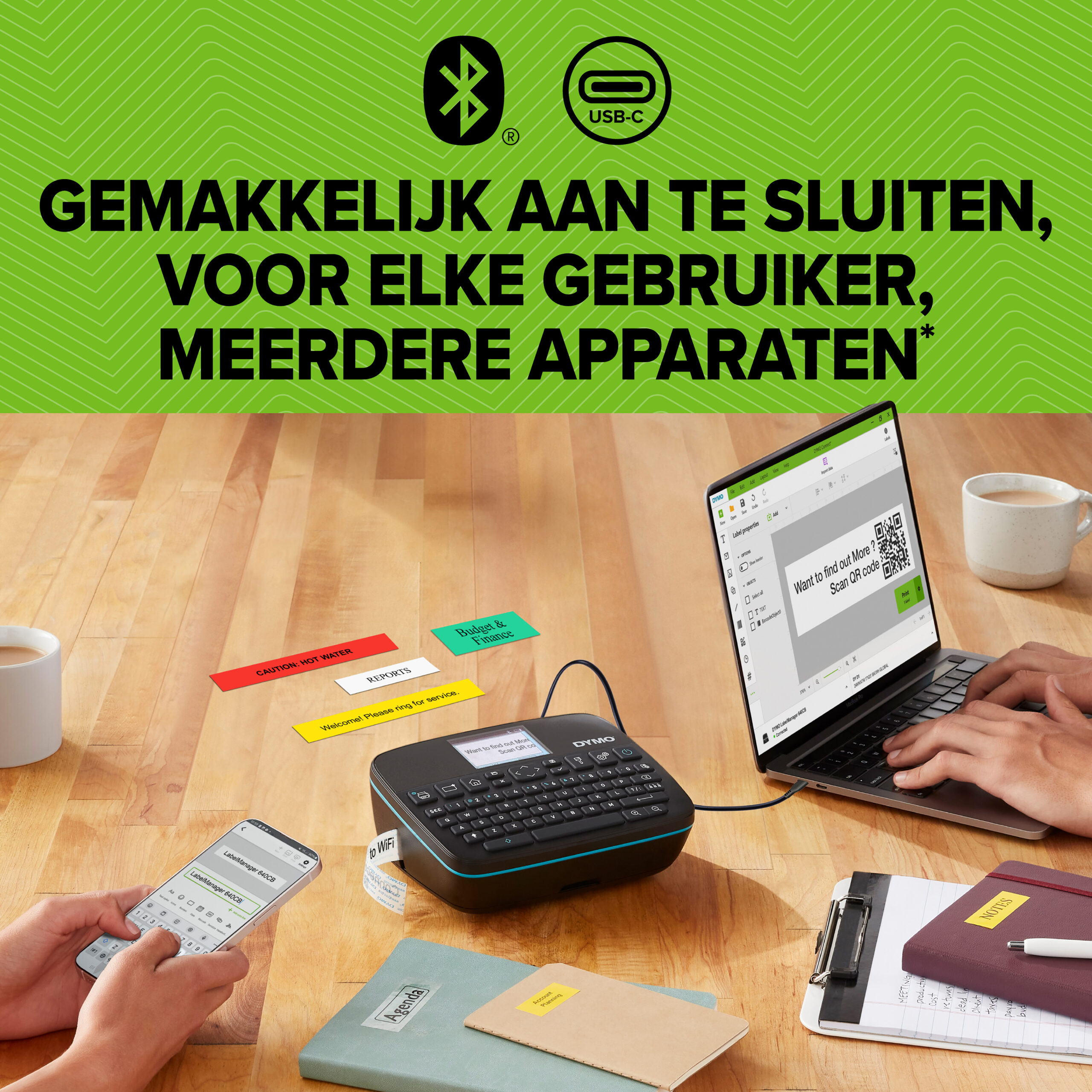 DYMO LabelManager Executive 640 CB draagbare labelprinterkit met draagtas en 3 labelcassettes | compacte QWERTY-labelmaker | Bluetooth- & USB-connectiviteit | compatibel met D1-labels - Afbeelding 6