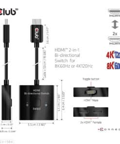 CLUB3D HDMI 2-in-1 Bi-directional Switch for 8K60Hz or 4K120Hz - Afbeelding 7