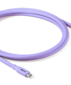CLUB3D USB C oplaadkabel paars siliconen & tangle-free
