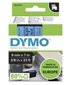 DYMO originele D1 labels | Zwarte Tekst op Blauw Label | 9 mm x 7 m | zelfklevende etiketten voor de LabelManager labelprinter | gemaakt in Europa