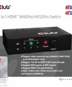CLUB3D 3 to 1 HDMI 8K60Hz/4K120Hz Switch - Afbeelding 8