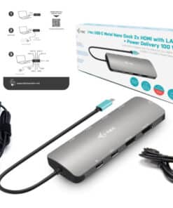 i-tec Metal USB-C Nano 2x Display Docking Station with PD 100 W + Charger 100W - Afbeelding 5