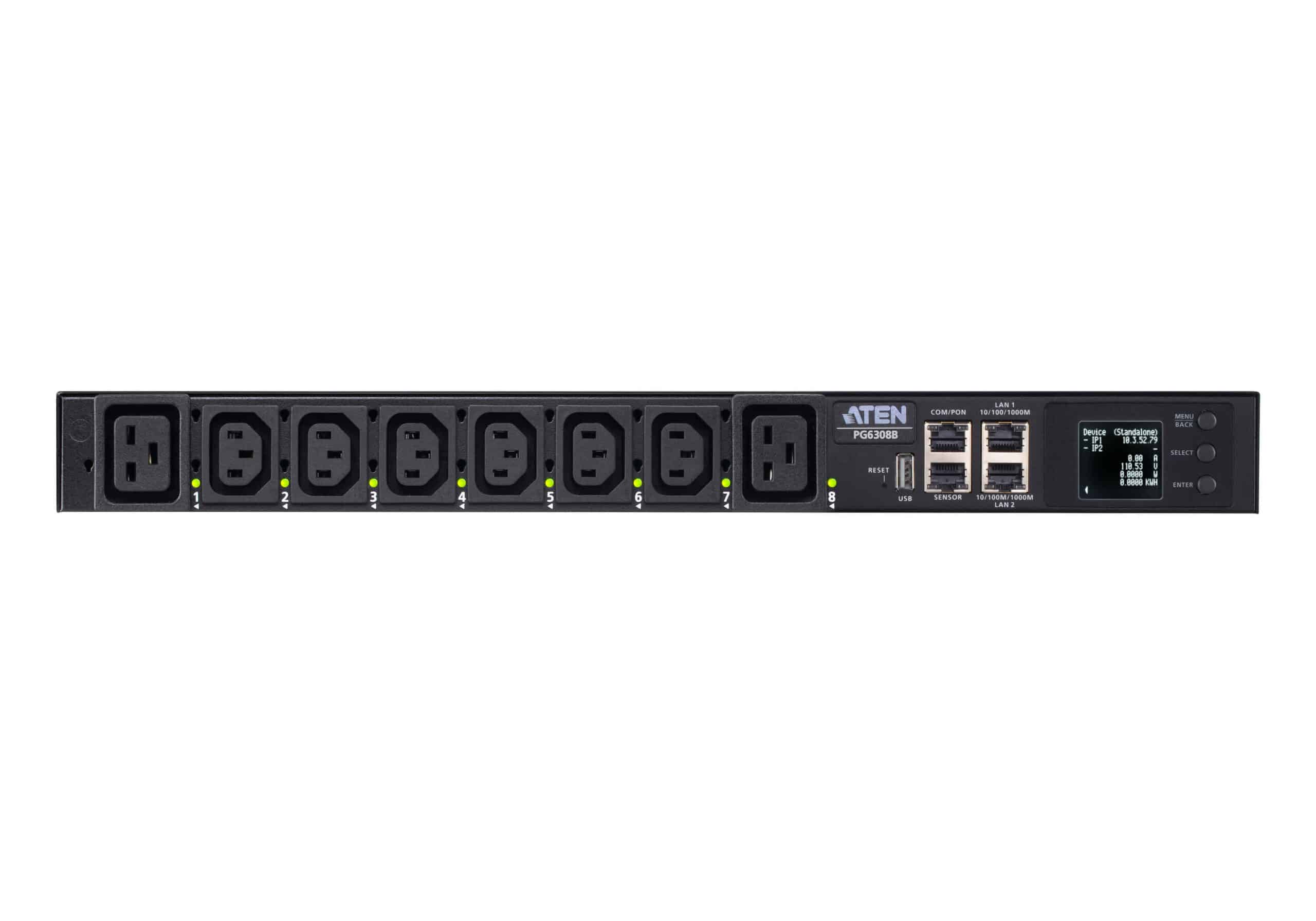 ATEN PG6308G-AT energiedistributie 8 AC-uitgang(en) 1U Zwart Stekkerdoos - Afbeelding 3