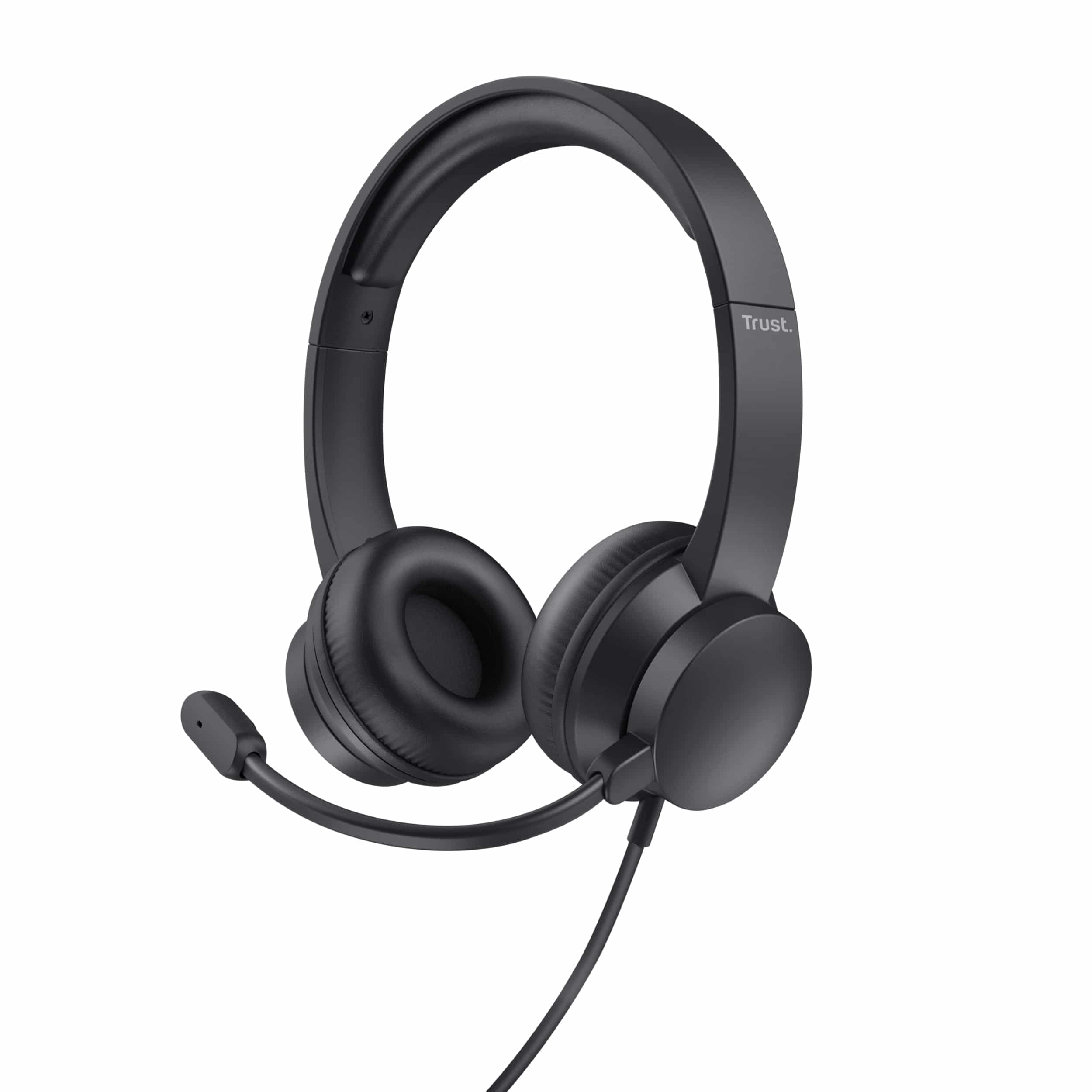 Trust Ayda Headset - 3,5 mm headset voor kantoor en calls – Opklapbare microfoon – Volumeregeling in kabel – Zwart