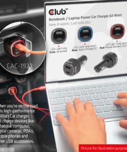CLUB3D Notebook / Laptop Power Car Charger 63 Watt - Afbeelding 4