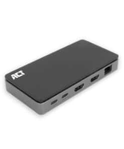 ACT USB-C 4K MST dockingstation voor 2 HDMI-monitoren, Ethernet, USB-C, 3x USB-A, PD passthrough en 1 meter lange afneembare USB-C-kabel