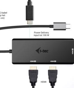 i-tec USB-C Triple 4K HDMI Video Adapter, Power Delivery 100W
