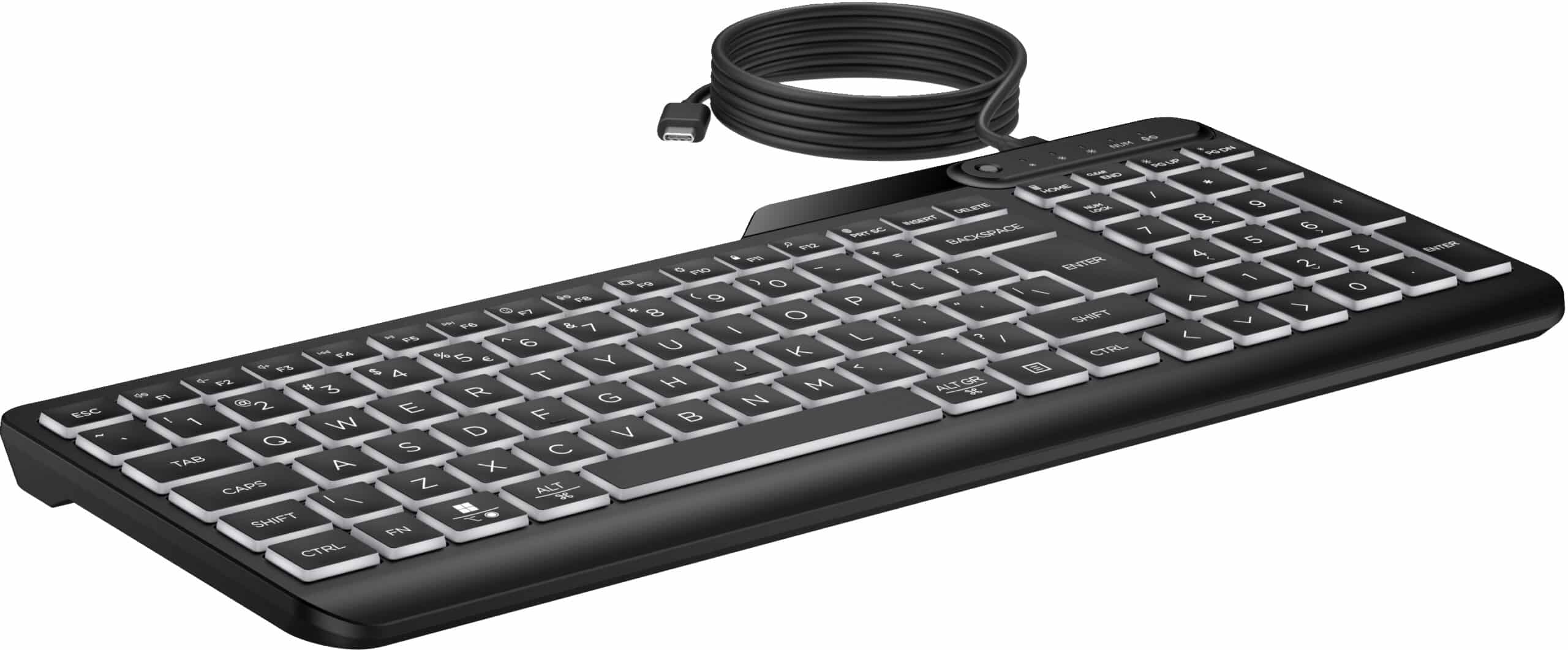 HP 405 backlit toetsenbord met kabel voor meerdere apparaten - Afbeelding 3