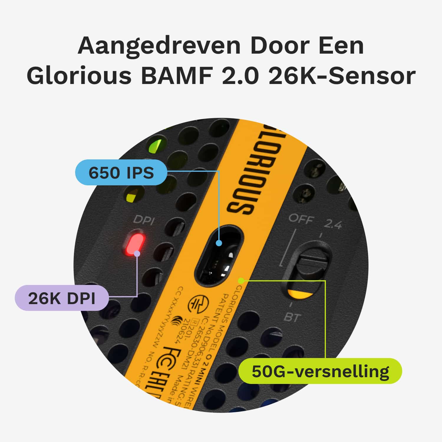 Glorious Gaming Model O 2 Mini Wireless muis Gamen Rechtshandig RF-draadloos + Bluetooth Optisch 26000 DPI - Afbeelding 6