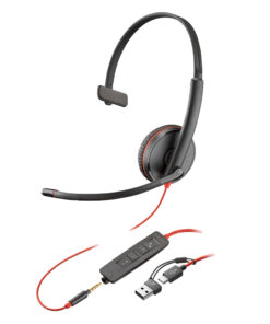 HP Poly Blackwire 3215 Monaural USB-C Headset + 3,5 mm plug + USB-C/A adapter