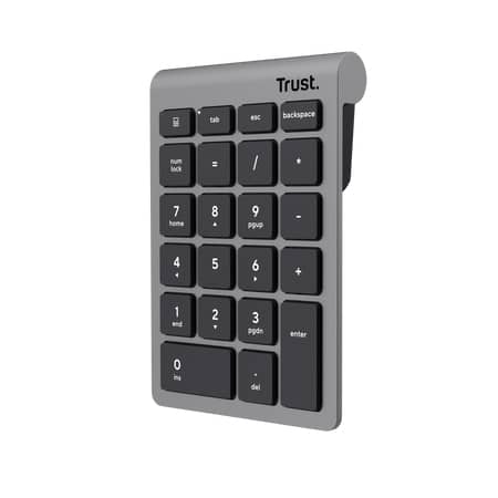 Trust Xalas Draadloos Numeriek Toetsenblok – Draadloze numpad – Laptop numeriek toetsenbord – 2.4GHz USB-microreceiver – Zilver