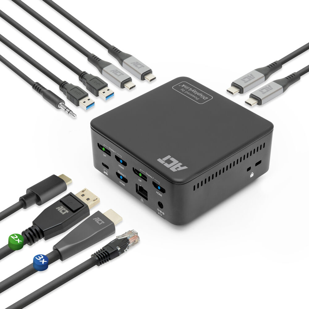 ACT Universeel USB-C Dockingstation 4K, voor 3 HDMI/DisplayPort monitoren, DisplayLink - Afbeelding 2
