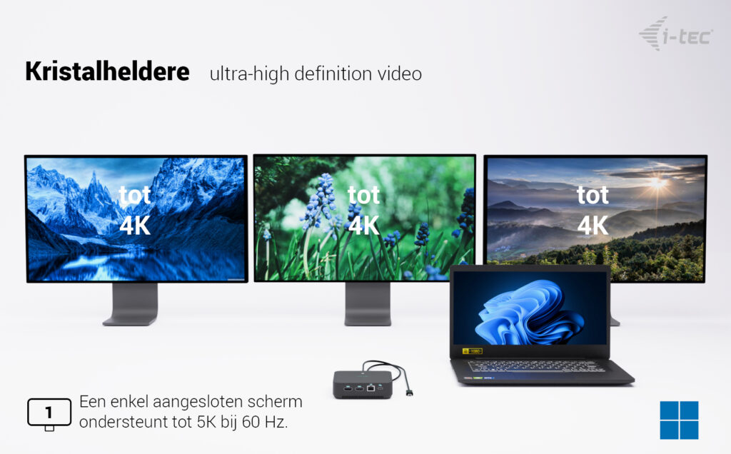 i-tec USB-C DP Dual HDMI Docking Station with Power Delivery 100 W + Universal Charger 100W - Afbeelding 3