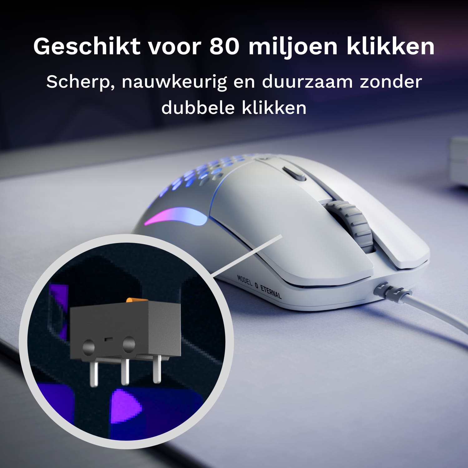 Glorious Gaming Glorious Model O Eternal - Ultralichte bedrade RGB-gamemuis - Wit - Afbeelding 4