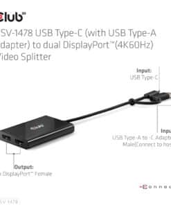 CLUB3D USB Type-C (with USB Type-A adapter) to dual DisplayPort(4K60Hz) Video Splitter - Afbeelding 4