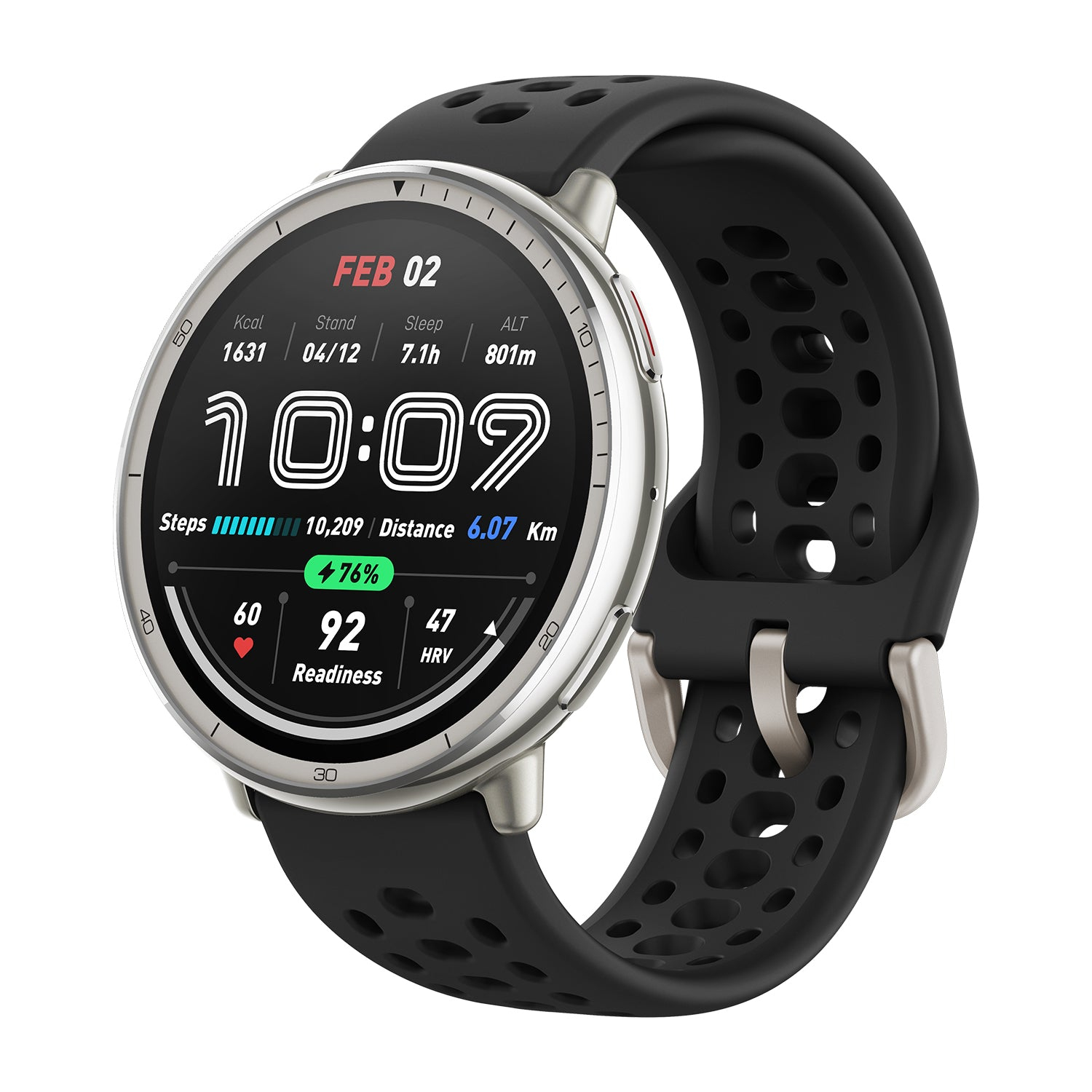 Amazfit Active 2 3,35 cm (1.32") AMOLED 43.9 mm Digitaal 466 x 466 Pixels Touchscreen Zilver GPS - Afbeelding 3