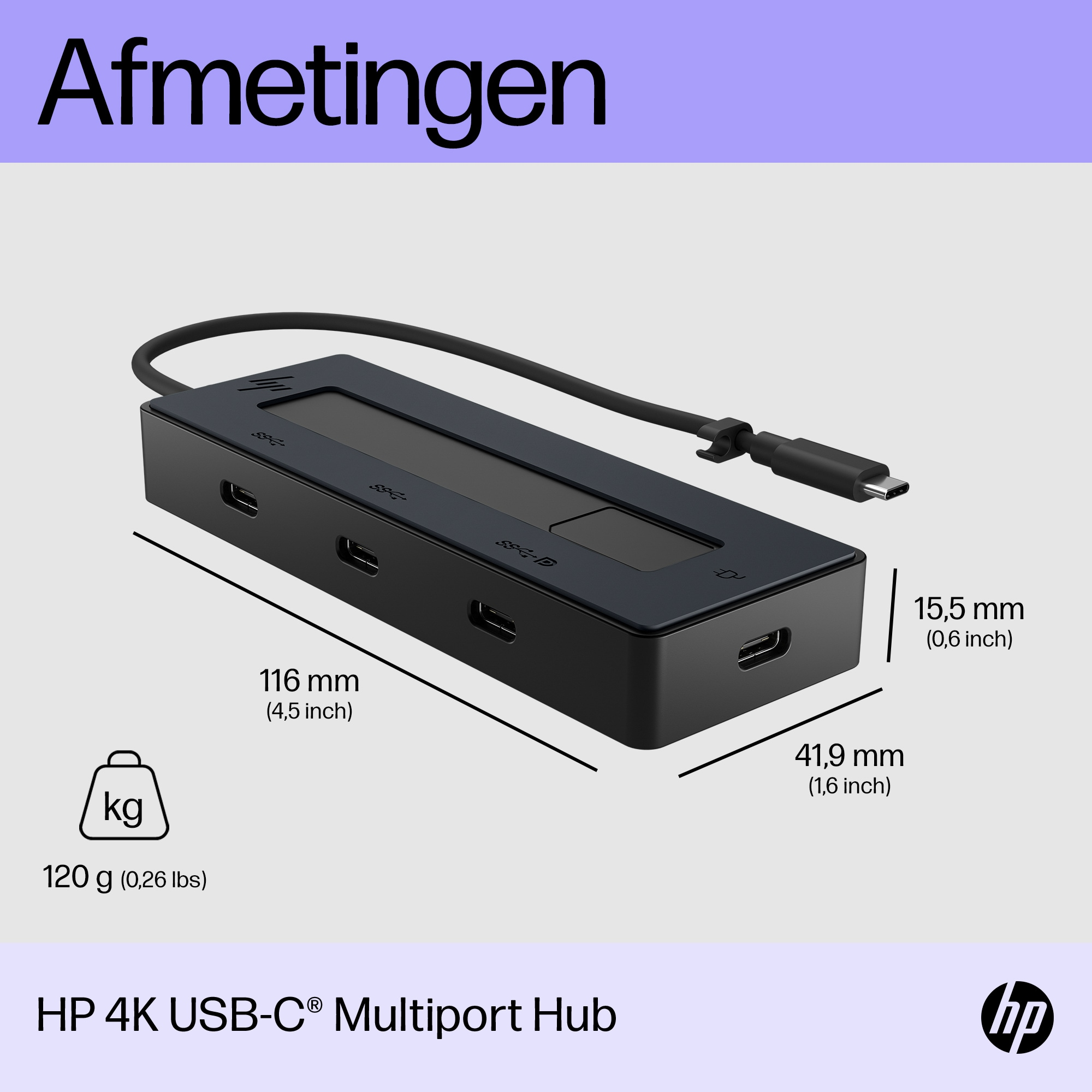 HP 4K USB-C Multiport Hub - Afbeelding 4
