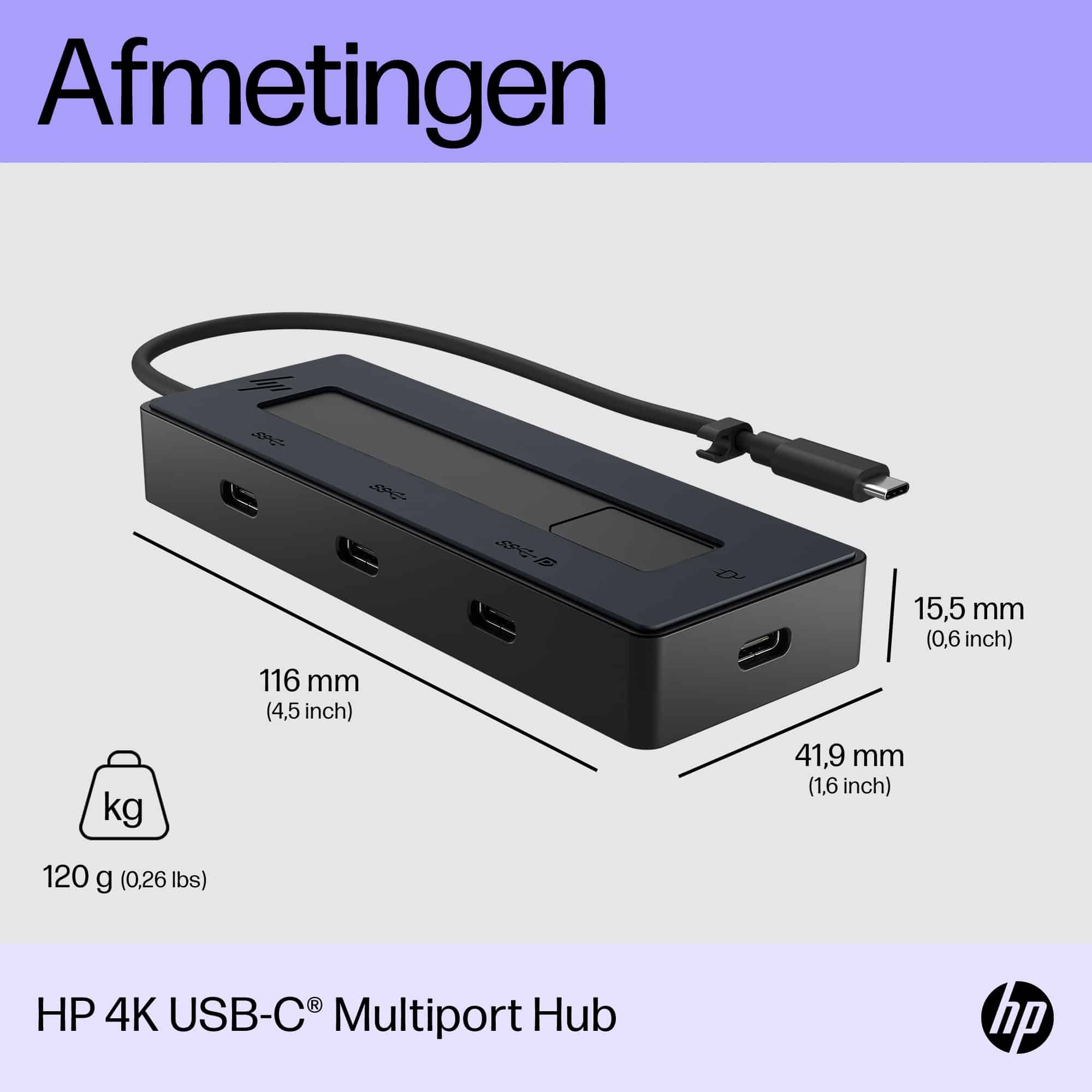 HP 4K USB-C Multiport Hub - Afbeelding 4