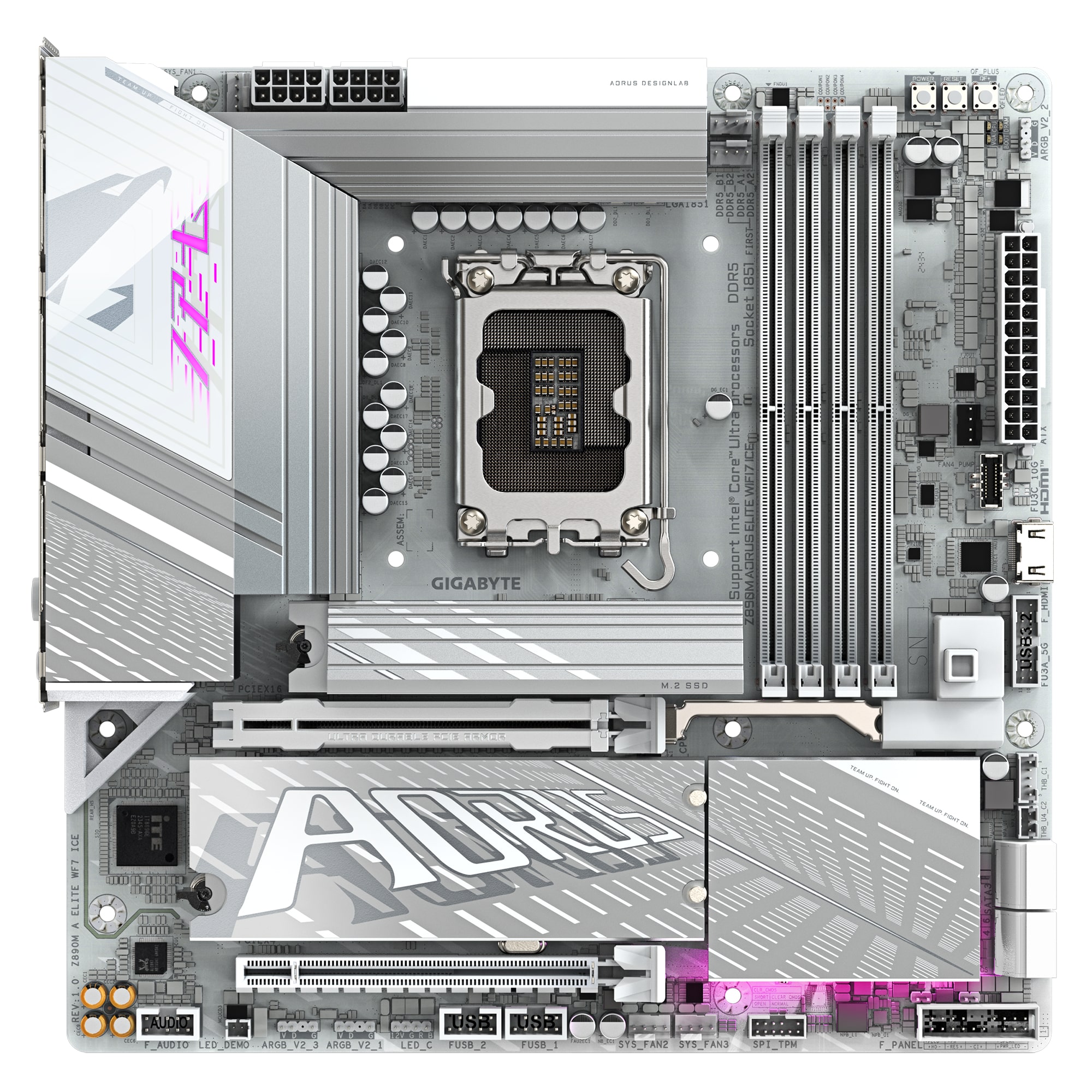 GIGABYTE Z890M AORUS ELITE WIFI7 ICE Intel Z890 LGA 1851 (Socket V1) ATX - Afbeelding 2