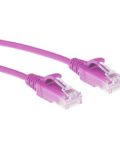 ACT Roze 3 meter LSZH U/UTP CAT6 datacenter slimline patchkabel snagless met RJ45 connectoren