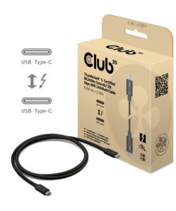 CLUB3D Thunderbolt™ 5 Gecertificeerd 8K240Hz 80/120 Gbps EPR 240 Watt Kabel M/M 1m