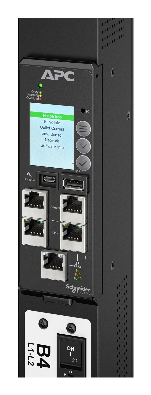 APC NetShelter Rack PDU Advanced Gen 2, Gemeten, 3-fase, 22,1 kW 400 V 32 A of 17,3 kW 415 V 30 A, 530P6, 48 stopcontacten - Afbeelding 2