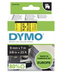DYMO originele D1 labels | Zwarte Tekst op Geel Label | 9 mm x 7 m | Zelfklevende etiketten voor de LabelManager labelprinter | gemaakt in Europa