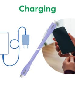CLUB3D USB C oplaadkabel paars siliconen & tangle-free - Afbeelding 4