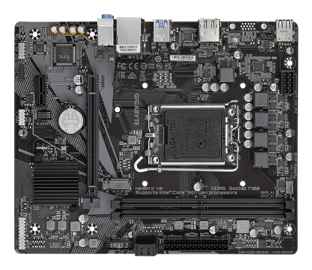 GIGABYTE H610M K V2 moederbord Intel H610 LGA 1700 micro ATX - Afbeelding 4