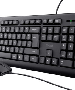 Trust Primo Bedraad Keyboard‑ en Muisset QWERTY - toetsenbord en muisset – stille bediening – morsbestendig ontwerp – zwart