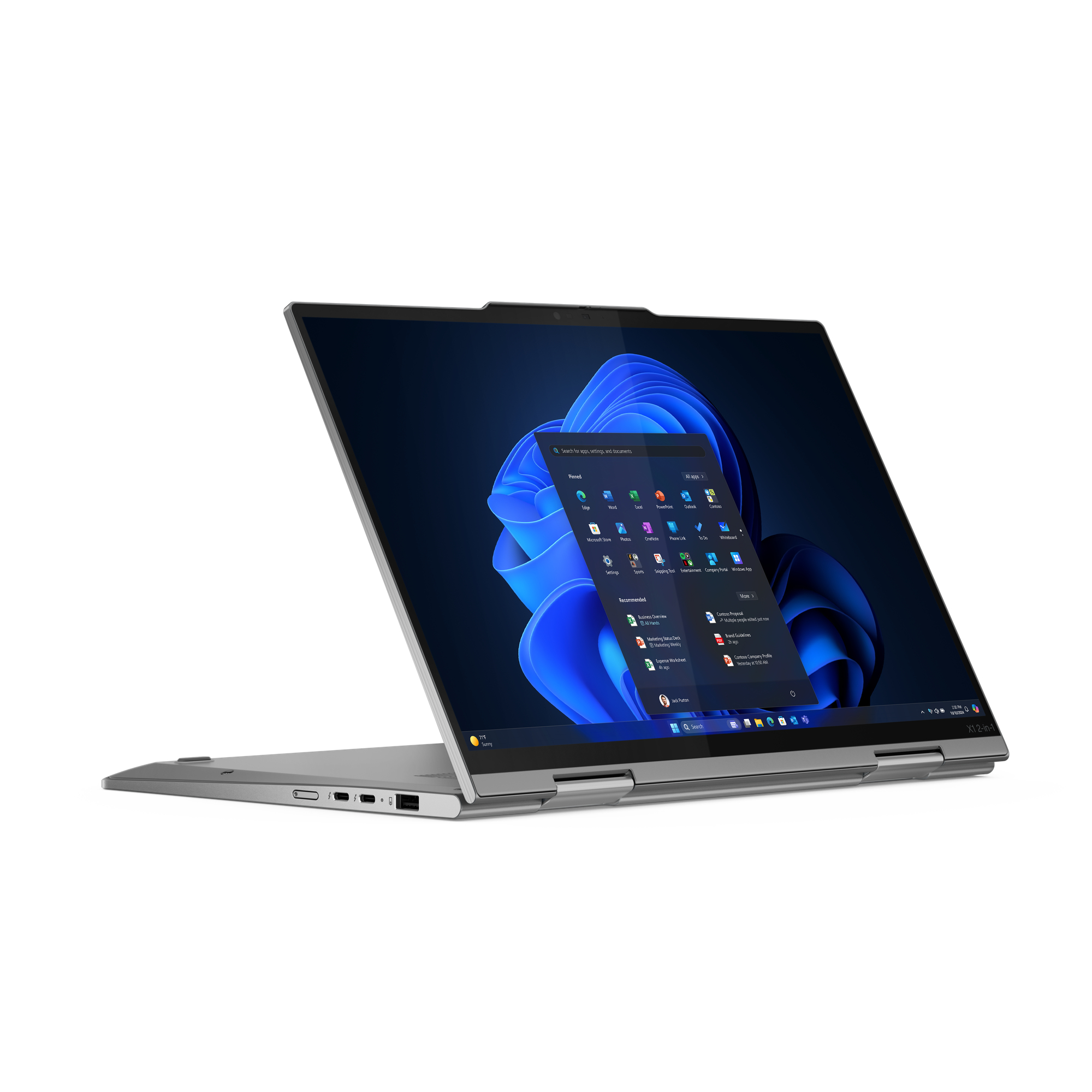 Lenovo ThinkPad X1 2-in-1 Gen 10 Aura Edition Copilot+ PC Intel Core Ultra 7 258V Hybride (2-in-1) 35,6 cm (14") Touchscreen WUXGA 32 GB LPDDR5x-SDRAM 1 TB SSD Wi-Fi 7 (802.11be) Windows 11 Pro Belgisch Grijs - Afbeelding 2