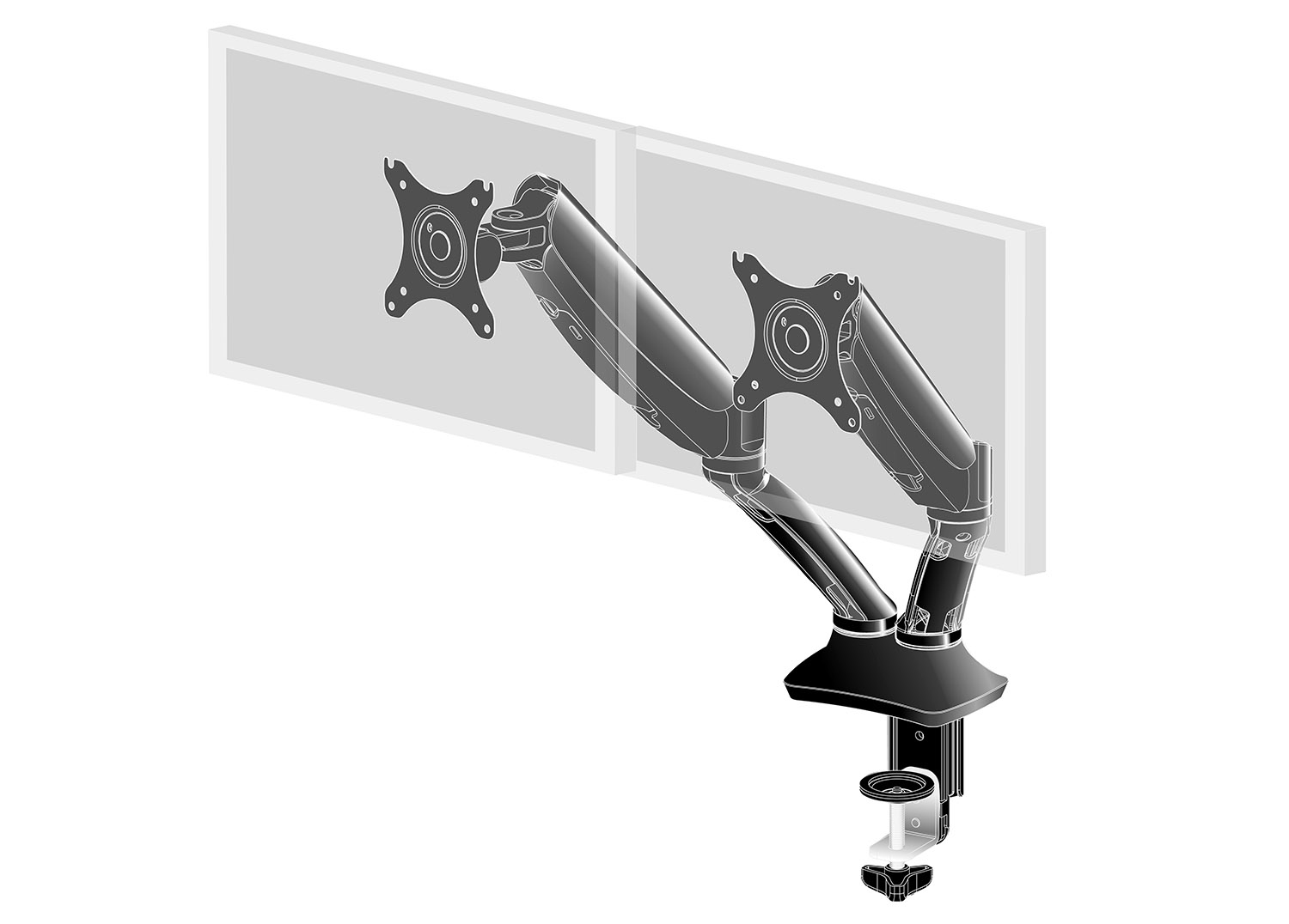 iiyama DS3002C-B1 flat panel bureau steun 68,6 cm (27") Zwart - Afbeelding 4