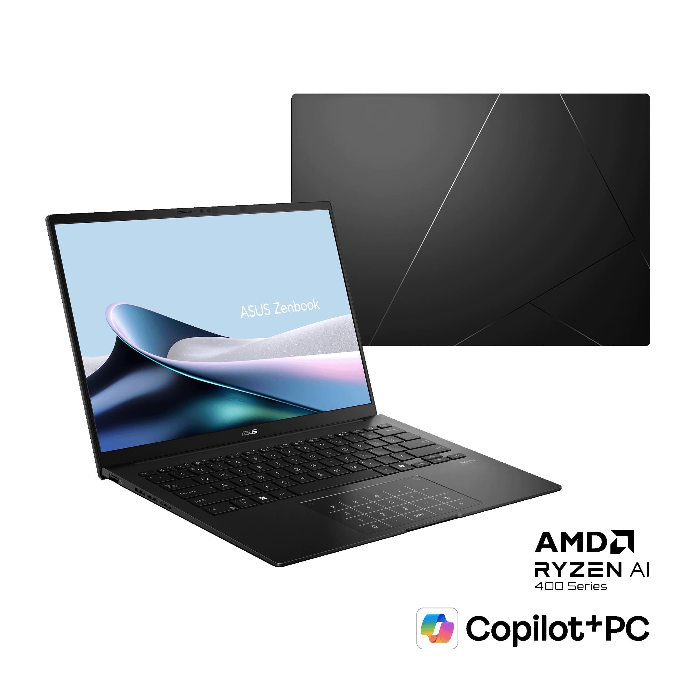 ASUS Zenbook 14 OLED UM3406GA-QD031W Copilot+ PC AMD Ryzen AI 7 445 Laptop 35,6 cm (14") WUXGA 32 GB LPDDR5x-SDRAM 1 TB SSD Wi-Fi 6E (802.11ax) Windows 11 Home Belgisch Zwart - Afbeelding 2
