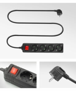 ACT Stekkerdoos met lichtgevende schakelaar, 4 sockets, 2 m, zwart Netwerkkabel - Afbeelding 3