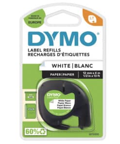 DYMO LetraTag originele papieren labels | Zwart afdrukken op witte etiketten | 12 mm x 4 m | Zelfklevende multifunctionele labels voor LetraTag labelprinters | gemaakt in Europa