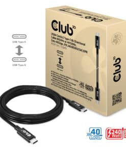 CLUB3D USB4 Gen3x2 Type-C Bi-Directional Cable 8K60Hz or 4K120Hz, Data 40Gbps, PD 240W(48V/5A) EPR M/M 3m / 9.84ft - Afbeelding 4
