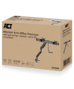 ACT Monitorarm 32" office premium, gasveer, crossbar, 2 schermen - Afbeelding 4