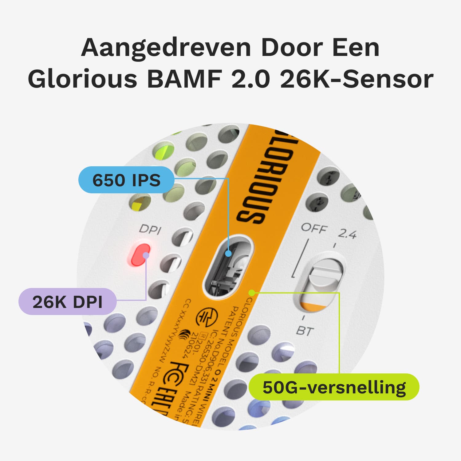 Glorious Gaming Model O 2 Mini Wireless muis Gamen Rechtshandig RF-draadloos + Bluetooth Optisch 26000 DPI - Afbeelding 5