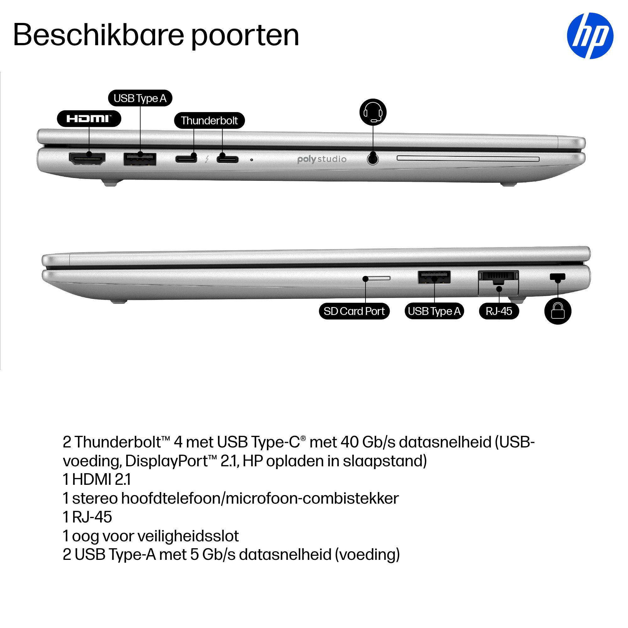 HP EliteBook 6 G1i 13 (AI PC) UMA Ultra7 255U / 13.3 WUXGA UWVA 300 5MP IR 60Hz bnt Panel / 16GB (1x16GB) DDR5 5600 SODIMM Memory / 512GB PCIe/ W11p64 / 1 Yr W QWERTZ - Afbeelding 5