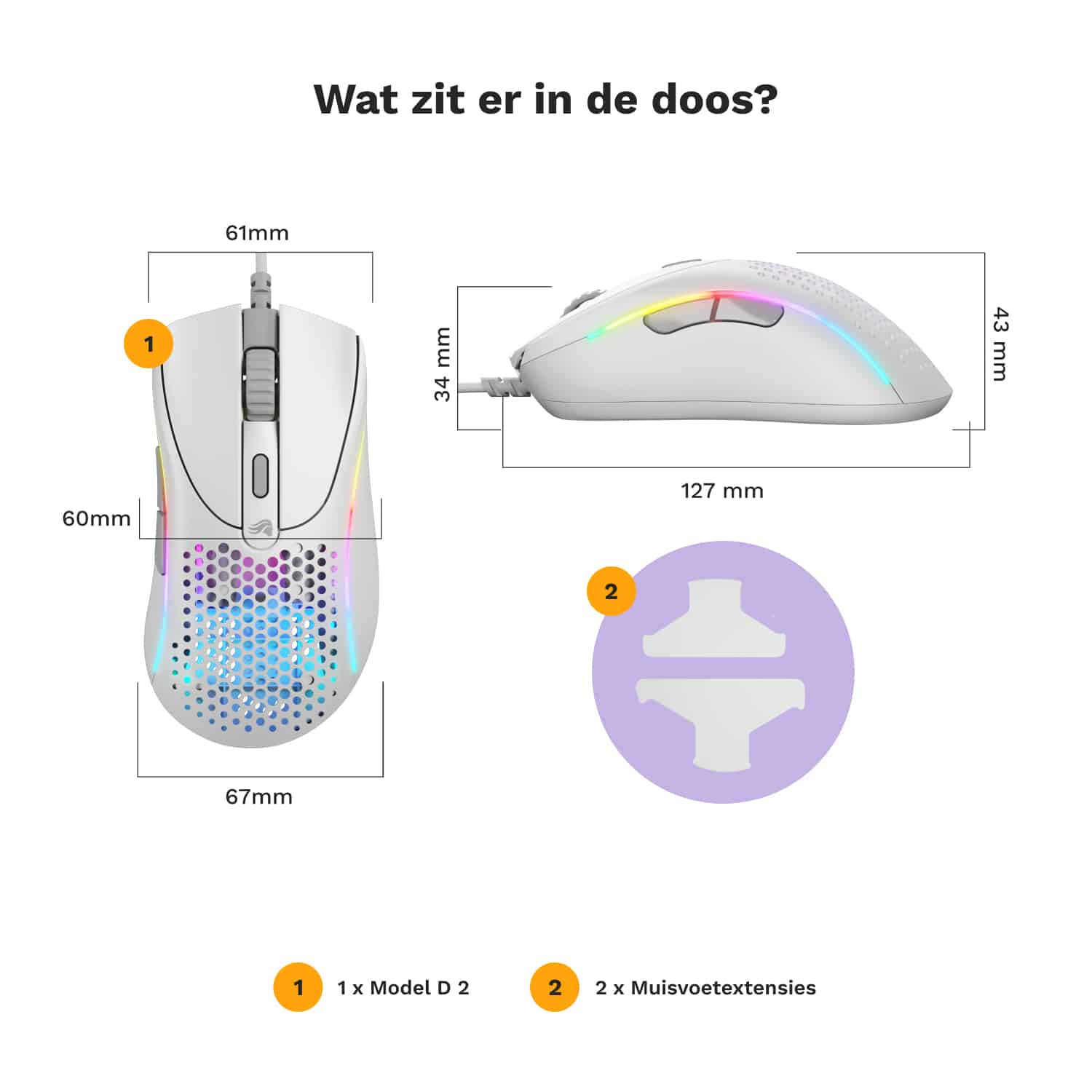 Glorious Gaming Model D 2 Wired muis Gamen Rechtshandig USB Type-A Optisch 26000 DPI - Afbeelding 8