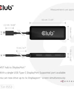 CLUB3D USB-C to Triple DisplayPort MST Hub 4K60Hz - Afbeelding 2