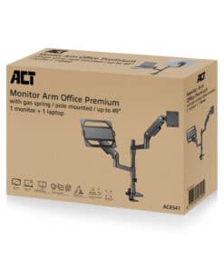 ACT Monitorarm 49" met laptophouder office premium, gasveer, paalbevestiging, 1 scherm - Afbeelding 5