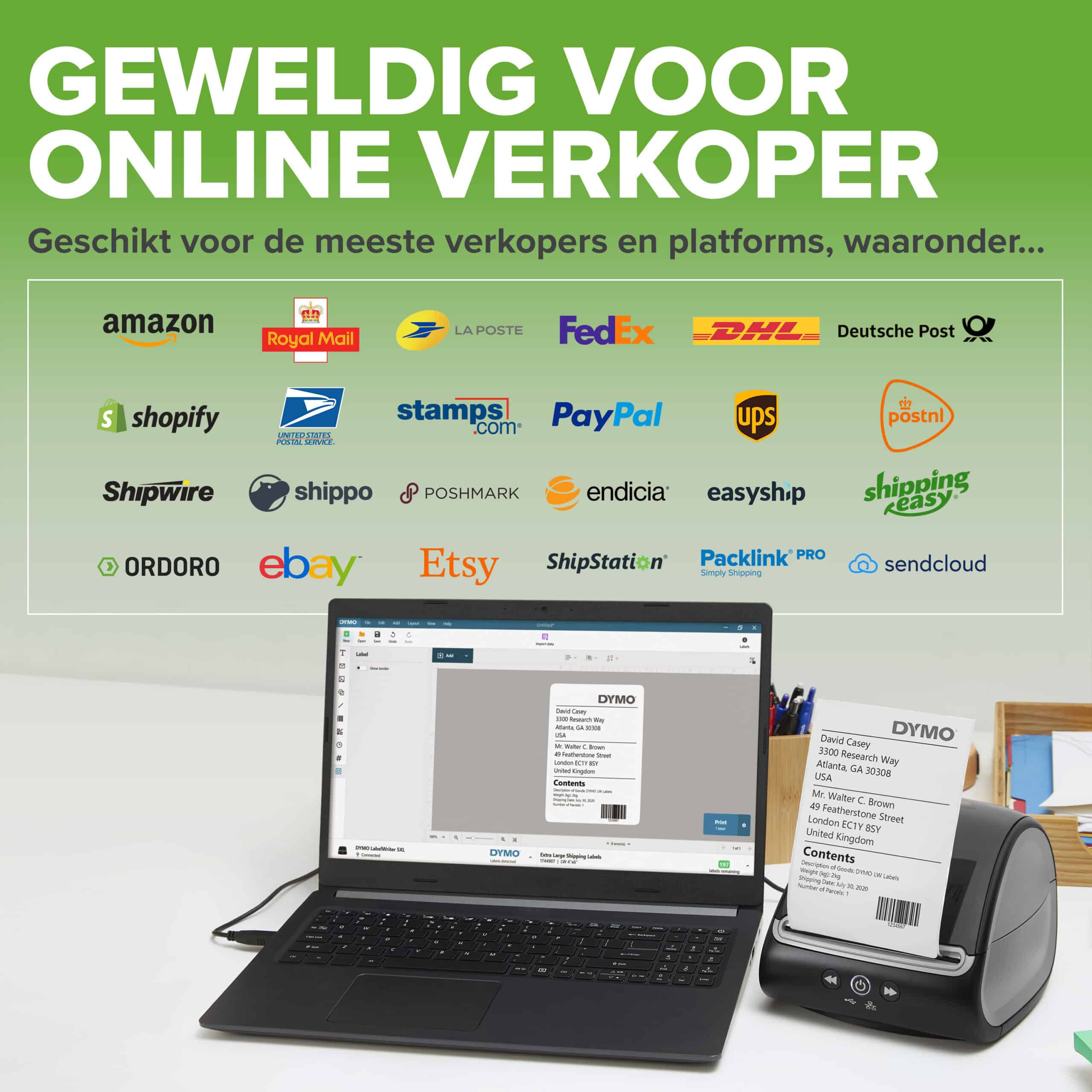 DYMO LabelWriter 5XL Labelprinter | Automatische labelherkenning labelmaker | Drukt extra brede verzendlabels af voor Amazon, DHL en meer | Perfect voor webwinkeliers | Tweepolige EU-stekker - Afbeelding 6