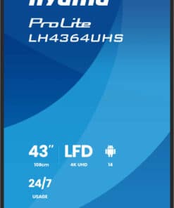 iiyama LH4364UHS-B1AG beeldkrant Digitale signage flatscreen 109,2 cm (43") LED Wifi 500 cd/m² 4K Ultra HD Zwart Type processor Android 24/7 - Afbeelding 3